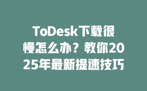 ToDesk下载很慢怎么办？教你2025年最新提速技巧-ToDesk官网 - ToDesk下载