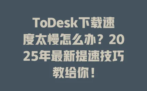 ToDesk下载速度太慢怎么办？2025年最新提速技巧教给你！ 一