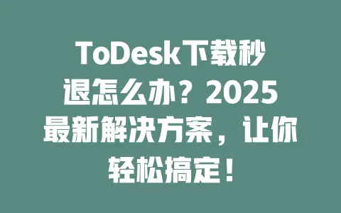ToDesk下载秒退怎么办？2025最新解决方案，让你轻松搞定！-ToDesk官网 - ToDesk下载