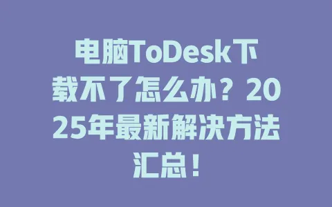 电脑ToDesk下载不了怎么办？2025年最新解决方法汇总！-ToDesk官网 - ToDesk下载