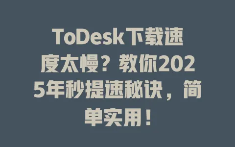 ToDesk下载速度太慢？教你2025年秒提速秘诀，简单实用！-ToDesk官网 - ToDesk下载